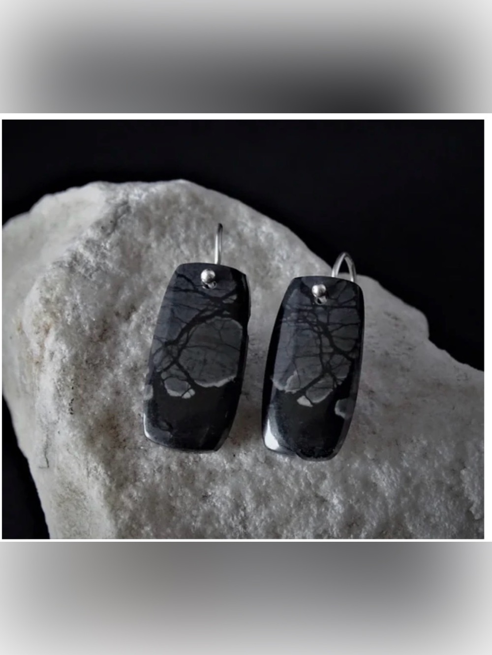 Annie Randlett Black Picasso Jasper Earrings